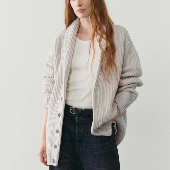 Begg x Co Yacht cashmere cardigan in Oat Melange